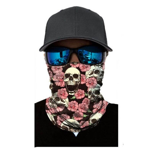 Bandana de tête de mort rose fleuri