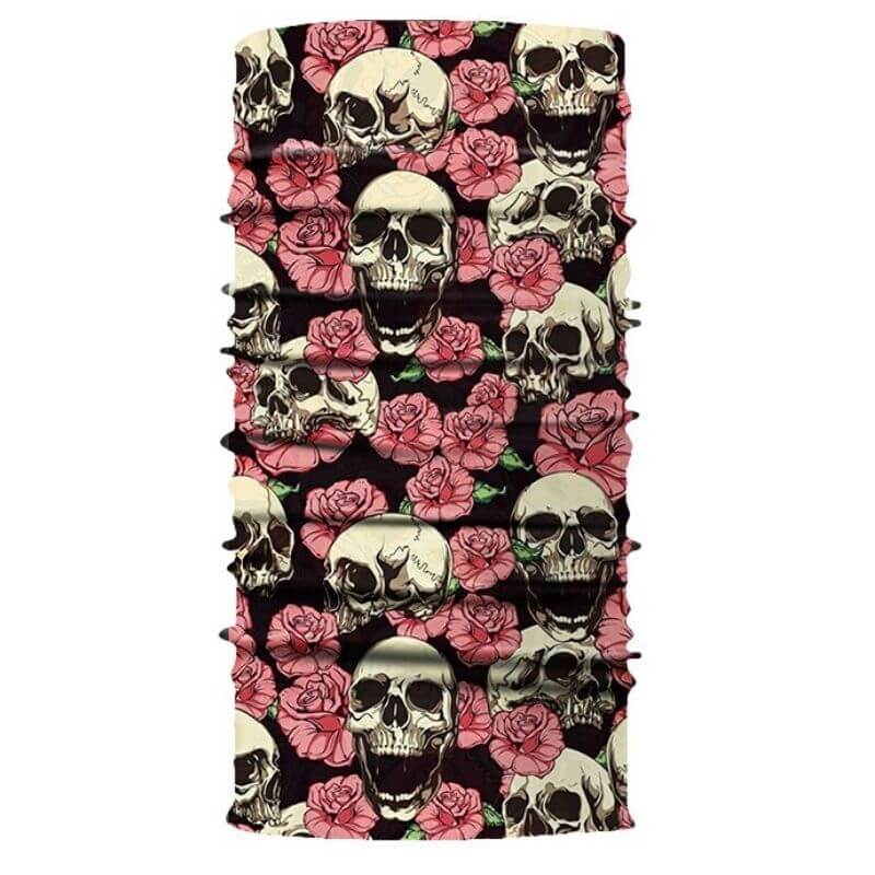 Bandana de tête de mort rose fleuri