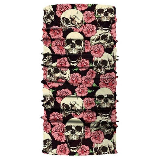 Bandana de tête de mort rose fleuri